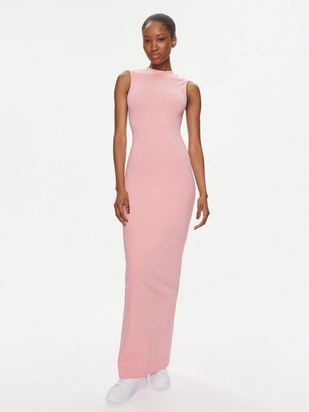 Tommy Jeans Sukienka letnia DW0DW17929 Różowy Slim Fit. Czerwone sukienki damskie Tommy Jeans, na lato, xxs, bez wzorów, z jeansu, bez kołnierzyka, bez ramiączek. Za 279.99 zł.