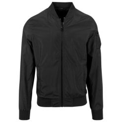 Męska Nylonowa Kurtka Bomberka. Czarne kurtki męskie BUILD YOUR BRAND, m, bez wzorów, z nylonu, sportowe, bez kaptura. Za 184.99 zł.