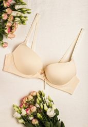 Jasnobeżowy Koronkowy Biustonosz Full Cup z Odpinanymi Ramiączkami Nitan. Brązowe biustonosze Renee, bez wzorów, z koronki. Za 9.99 zł.