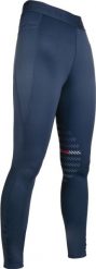 Dziewczęce legginsy jeździeckie o średniej przyczepności HKM Sports. Niebieskie legginsy dla dziewczynek HKM, bez wzorów, z materiału. Za 302.50 zł.