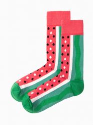 Skarpety męskie we wzory - zielone V13. Zielone skarpety męskie Ombre Clothing, bez wzorów, z bawełny. W wyprzedaży za 3.99 zł.