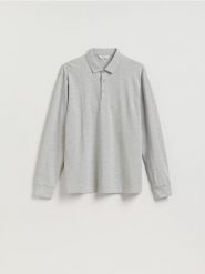 Koszulka polo z długim rękawem - jasnoszary. Szare bluzki z długim rękawem męskie Reserved, l, bez wzorów, z bawełny, bez ramiączek. Za 89.99 zł.