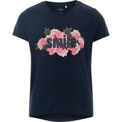 Koszulka "Vixi" w kolorze granatowo-jasnoróżowym. Bluzki dla dziewczynek marki name it girls. W wyprzedaży za 25.95 zł.