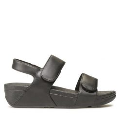 Sandały FitFlop. Czarne klapki damskie FitFlop, bez wzorów, bez obcasa, na koturnie, bez zapięcia. Za 309.99 zł.