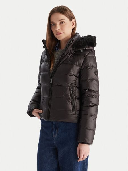 Tommy Hilfiger Kurtka puchowa WW0WW47354 Czarny Slim Fit. Czarne kurtki damskie Tommy Hilfiger, xl, bez wzorów, z puchu, bez kaptura. Za 1,299.00 zł.