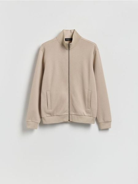 Bluza ze stójką - beżowy. Brązowe bluzy męskie Reserved, l, bez wzorów, z bawełny, bez kaptura. W wyprzedaży za 89.99 zł.