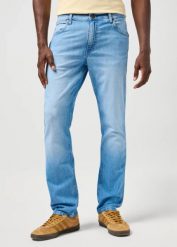 MESKIE SPODNIE JEANSOWE WRANGLER GREENSBORO SLATE SHADE 112362439. Spodnie materiałowe męskie Wrangler, l, bez wzorów, z jeansu. Za 279.99 zł.