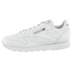 Buty do chodzenia damskie Reebok Classic Leather. Białe obuwie sportowe damskie Reebok, bez wzorów, z materiału, do biegania, Reebok Classic. Za 407.00 zł.