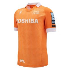 Autentyczna koszulka wyjazdowa Sale Sharks 2024/25. Brązowe koszulki sportowe męskie Macron, bez wzorów, bez kołnierzyka, bez ramiączek. Za 441.50 zł.