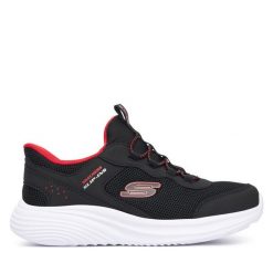 Sneakersy Skechers. Czarne trampki i tenisówki chłopięce Skechers, bez wzorów, bez zapięcia. Za 199.99 zł.