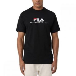 T-shirt męski do treningu Fila Valsera Regular Logo czarny. Czarne t-shirty męskie Fila, m, bez wzorów, bez kołnierzyka. Za 129.00 zł.