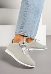 Szaro-Niebieskie Sneakersy Półbuty Ozdobione Wstążką Filarissa. Szare półbuty damskie Born2be, z aplikacjami, z jeansu, bez obcasa, bez zapięcia. Za 39.99 zł.