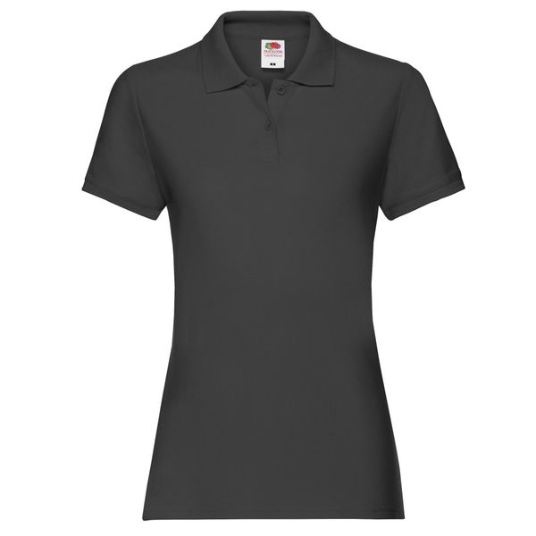 Damska Koszulka Polo Premium. Czarne koszulki sportowe damskie Fruit of the Loom, xl, bez wzorów, bez kołnierzyka, bez ramiączek. Za 72.99 zł.