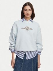 Tommy Hilfiger Bluza Crest Embroidery WW0WW48733 Niebieski jasny Relaxed Fit. Niebieskie bluzy damskie Tommy Hilfiger, s, bez wzorów, z bawełny, bez kaptura. Za 529.99 zł.