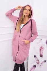 Bluza ocieplana długa z kapturem ciemno różowa. Czerwone bluzy damskie KESI, l, bez wzorów, z bawełny, z kapturem. Za 313.67 zł.