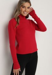 Czerwony Sweter z Golfem z Domieszką Kaszmiru i Wiskozy Zaisma. Czerwone swetry damskie Born2be, bez wzorów, z jeansu, eleganckie, bez kołnierzyka, bez ramiączek, długie, bez kaptura. Za 84.99 zł.