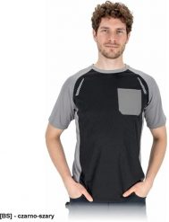 Reis T-shirt męski krótki rękaw siateczka super wentylacja elementy odblaskowe kieszonka nadruki sportowcy codzienny użytek - czarno-szary M. Czarne koszulki sportowe męskie Reis, m, bez wzorów, bez kołnierzyka. Za 27.19 zł.