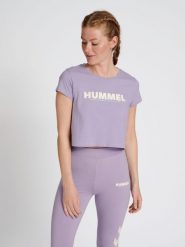 Damska koszulka crop top Hummel Legacy. Fioletowe t-shirty damskie Hummel, xs, bez wzorów, z bawełny, klasyczne, bez kołnierzyka. Za 85.50 zł.