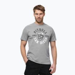 Koszulka męska Pitbull Shkull Logo. Szare koszulki sportowe męskie PITBULL, m, bez wzorów, z bawełny, bez kołnierzyka, bez ramiączek. Za 87.99 zł.
