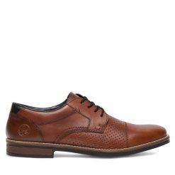Półbuty Rieker. Brązowe eleganckie półbuty Rieker, wizytowe, bez zapięcia. Za 409.99 zł.