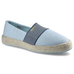 Espadryle damskie Big Star, wsuwany fason cholewka tekstylna niska cholewka przed kostkę elastyczna guma dopasowująca pleciona podeszwa typu espadryl. Niebieskie półbuty damskie Big Star, na lato, bez wzorów, z gumy, klasyczne, bez obcasa, na płaskiej podeszwie, bez zapięcia. Za 89.99 zł.