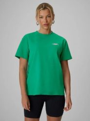 T-shirt loose z nadrukiem damski 4F 4FRSS26TTSHF4516. Zielone t-shirty damskie 4f, l, bez wzorów, z bawełny, klasyczne, bez kołnierzyka. Za 57.99 zł.