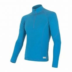 Bluza techniczna Sensor Merino DF Tee L/S Zip - blue. Niebieskie bluzy męskie Smartwool, l, bez wzorów, bez kaptura. Za 317.06 zł.