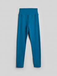 4F Legginsy treningowe szybkoschnące damskie - turkusowe XL. Niebieskie legginsy damskie 4f, l, bez wzorów, z materiału, z podwyższonym stanem, na fitness i siłownię. Za 119.99 zł.