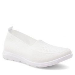 Półbuty Jenny Fairy. Białe półbuty damskie Jenny Fairy, bez wzorów, bez obcasa, na płaskiej podeszwie, bez zapięcia. Za 59.99 zł.