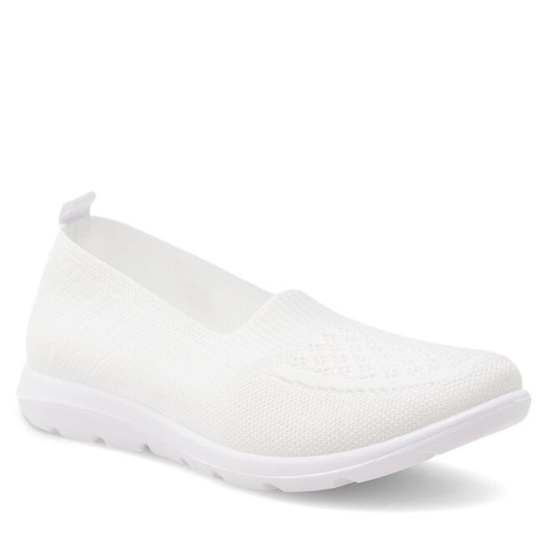 Półbuty Jenny Fairy. Białe półbuty damskie Jenny Fairy, bez wzorów, bez obcasa, na płaskiej podeszwie, bez zapięcia. Za 59.99 zł.