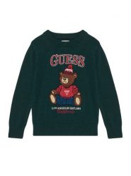 Guess Sweter N6BR03 Z1393 Zielony ciemny Regular Fit. Zielone swetry dla chłopców Guess, z aplikacjami, z bawełny, bez kołnierzyka, bez kaptura. Za 214.99 zł.