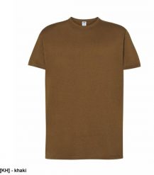JHK Premium T-shirt - męski z krótkim rękawem, wzmocniony lycrą ściągacz, 98% bawełna, 2% poliester, 190g khaki S. Brązowe t-shirty męskie JHK, m, bez wzorów, z bawełny, bez kołnierzyka. Za 14.63 zł.