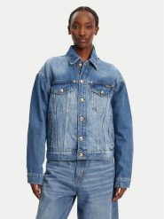 Just Cavalli Kurtka jeansowa 78PAS4O3 Niebieski Regular Fit. Niebieskie kurtki damskie Just Cavalli, bez wzorów, z bawełny, bez kaptura. Za 1,359.00 zł.