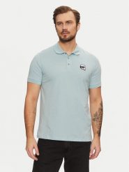 KARL LAGERFELD Polo 745710 551224 Błękitny Regular Fit. Niebieskie koszulki polo męskie KARL LAGERFELD, l, bez wzorów, z bawełny, bez ramiączek. Za 249.99 zł.