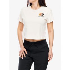 Koszulka z nadrukiem damska Black Diamond Faded Crop SS Tee. Brązowe koszulki sportowe damskie Black Diamond, bez wzorów, bez kołnierzyka, bez ramiączek. Za 125.99 zł.