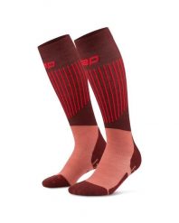 Damskie skarpety kompresyjne na zimę Ski Ultralight CEP. Czerwone skarpety damskie CEP, bez wzorów, z elastanu. Za 199.00 zł.