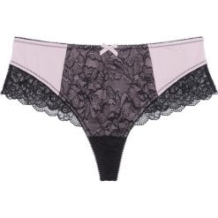 Stringi "panty" bonprix czarno-matowy jasnoróżowy. Czarne stringi damskie bonprix, z koronki. Za 29.99 zł.