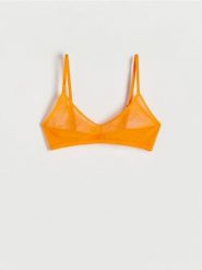 Miękki biustonosz z siateczki - pomarańczowy. Brązowe biustonosze Reserved, bez wzorów, z dzianiny. W wyprzedaży za 19.99 zł.