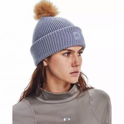 Czapka damska Under Armour Halftime Ribbed Pom. Niebieskie czapki i kapelusze damskie Under Armour, bez wzorów. Za 69.99 zł.