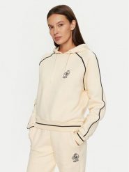 Guess Bluza V4BQ05 KCHU1 Beżowy Regular Fit. Brązowe bluzy damskie Guess, xl, z aplikacjami, z bawełny, bez kaptura. Za 209.99 zł.