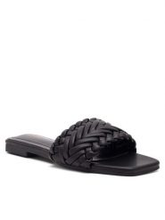 DeeZee Klapki DON'T STOP ME KL-E82022-19 Czarny. Czarne klapki damskie DeeZee, bez wzorów, ze skóry, bez obcasa. Za 69.99 zł.