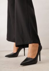 Czarne Klasyczne Szpilki VICES w Minimalistycznym Stylu Praselea. Czarne szpilki damskie Born2be, bez wzorów, z jeansu, bez obcasa, bez zapięcia. Za 119.99 zł.