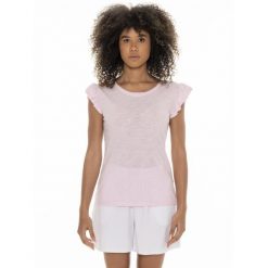 Koszulka z bawełna na co dzień na siłownię. Czerwone koszulki sportowe damskie LEONE 1947 APPAREL, bez wzorów, z bawełny, sportowe, bez kołnierzyka. W wyprzedaży za 82.10 zł.