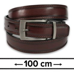 Dwustronny Pasek do Spodni, Czarno-Brązowy, 100 cm, Elegancki, Męski, Skórzany -ZET. Brązowe paski damskie Zet, bez wzorów, ze skóry, eleganckie. Za 89.00 zł.