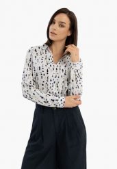 Koszula z wzorem K-TUDI. Białe bluzki damskie Volcano, l, bez wzorów, bez kołnierzyka, bez ramiączek. Za 119.99 zł.