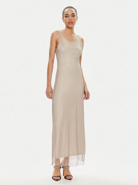 Rinascimento Sukienka codzienna CFC0118504003 Beżowy Regular Fit. Brązowe sukienki damskie Rinascimento, na co dzień, m, bez wzorów, z syntetyku, bez kołnierzyka, bez ramiączek, proste. Za 649.99 zł.