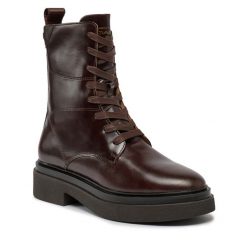 Trzewiki Gant. Brązowe botki damskie GANT, bez obcasa, na płaskiej podeszwie, bez zapięcia. Za 1,019.00 zł.