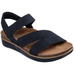 Sandały damskie Skechers Lifted Comfort. Czarne sandały damskie Skechers, bez wzorów, z materiału, bez obcasa, bez zapięcia. Za 259.99 zł.
