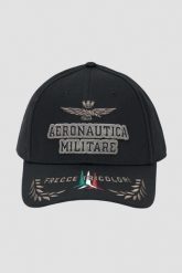 AERONAUTICA MILITARE Czarna męska czapka z daszkiem. Czarne czapki i kapelusze męskie Aeronautica Militare, bez wzorów, eleganckie. W wyprzedaży za 276.99 zł.