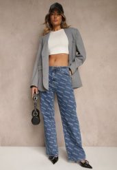 Niebieskie Jeansy Straight Leg High Waist Zdobione Printem Vilesse. Niebieskie jeansy damskie Renee, z podwyższonym stanem. Za 139.99 zł.